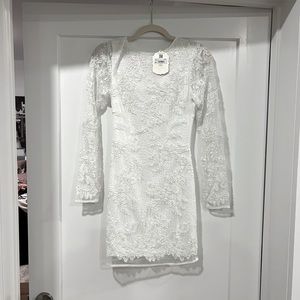 White Long Sleeve Mini Dress!